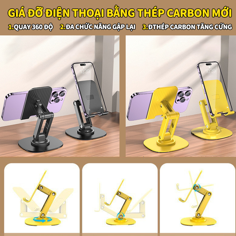 Mới Giá đỡ điện thoại iPhone, máy tính bảng iPad chân xoay 360 độ tiện lợi bằng hợp kim nhôm Macbox
