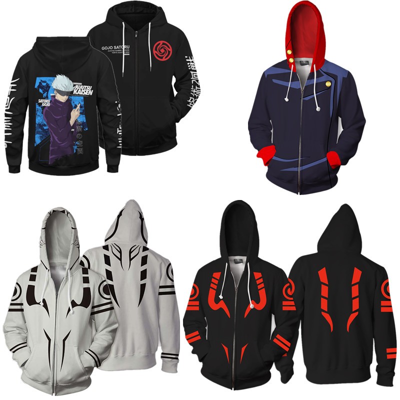 Jujutsu Kaisen Dây Kéo Áo Len Thời Trang 3D In, Phù hợp Unisex