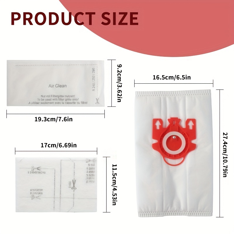 3D Airclean Túi Bụi Thay Thế Cho Miele FJM Hút Chân Không Nhỏ Gọn C2 Compact C1 Complete C1 S241 S290 S300i S500 S700 S4 S6 Series