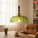 Đèn Trần Thả Cổ Điển Có Chụp Thủy Tinh Xanh, Đèn Bàn Ăn Kiểu Chùm Nhật Bản Bằng Đồng Thau, Đèn Treo Có Thể Điều Chỉnh Cho Quầy Bar, Nhà Bếp, Phòng Ăn, Hành Lang — ảnh 2