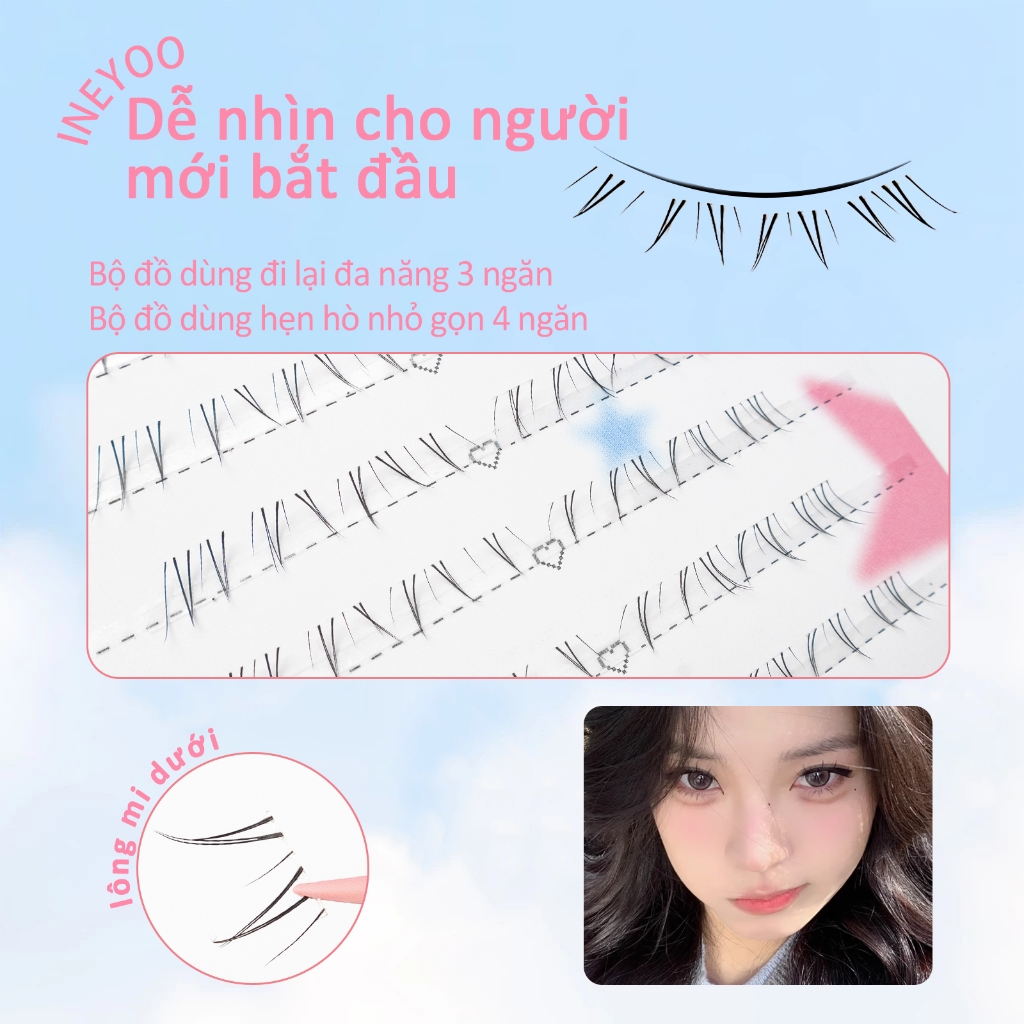 Ineyoo Ineyoo Lông mi dưới  Kiểu dáng Tự nhiên,Tạo kiểu Chất liệu Mềm mại & Thoải mái ,Thiết kế Dễ dàng áp dụng