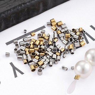 Phụ kiện thép không gỉ vàng 18k cho DIY trang sức - kẹp ống định vị phẳng và cố định hạt