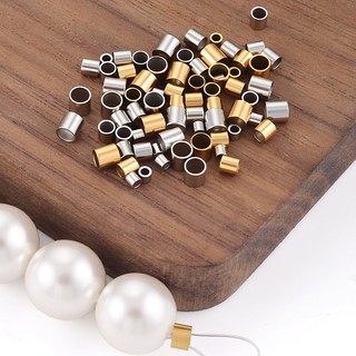Phụ kiện thép không gỉ vàng 18k cho DIY trang sức - kẹp ống định vị phẳng và cố định hạt