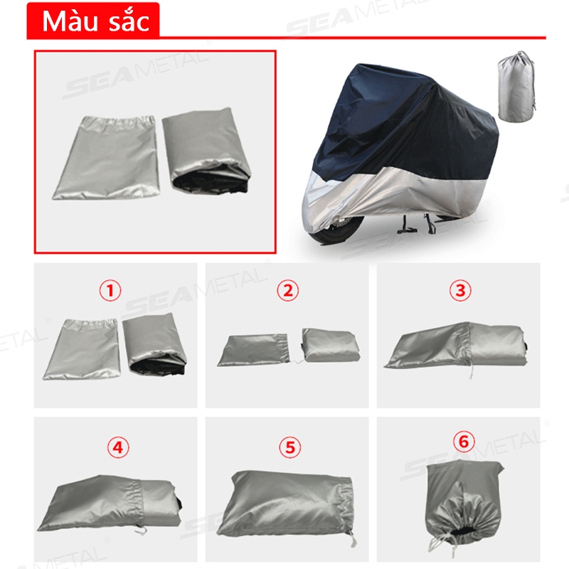 SEAMETAL Xe Đạp Xe Máy Chống Thấm Nước Tất Cả Các Mùa Chống Bụi UV Bảo Vệ Ngoài Trời Xe Tay Ga Trong Nhà Vải Chống Mài Mòn Xe Máy Bao Da