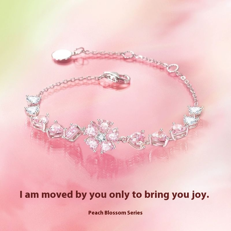 FANCIME "Peach Blossom”Lắc tay bạc nữ-Vòng tay nữ-Bracelet-S925-Lấp lánh-Silver-Bạc 925-Charm-Ngày lễ-Kỷ niệm-Đám cưới-Tụ họp-Hẹn hò-Quà tặng cho cô ấy-Cho bản thân-Cho bạn bè-Cho bạn thân-Cho gia đình