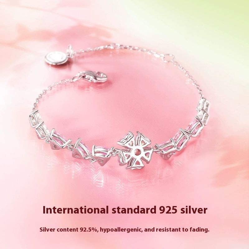 FANCIME "Peach Blossom”Lắc tay bạc nữ-Vòng tay nữ-Bracelet-S925-Lấp lánh-Silver-Bạc 925-Charm-Ngày lễ-Kỷ niệm-Đám cưới-Tụ họp-Hẹn hò-Quà tặng cho cô ấy-Cho bản thân-Cho bạn bè-Cho bạn thân-Cho gia đình