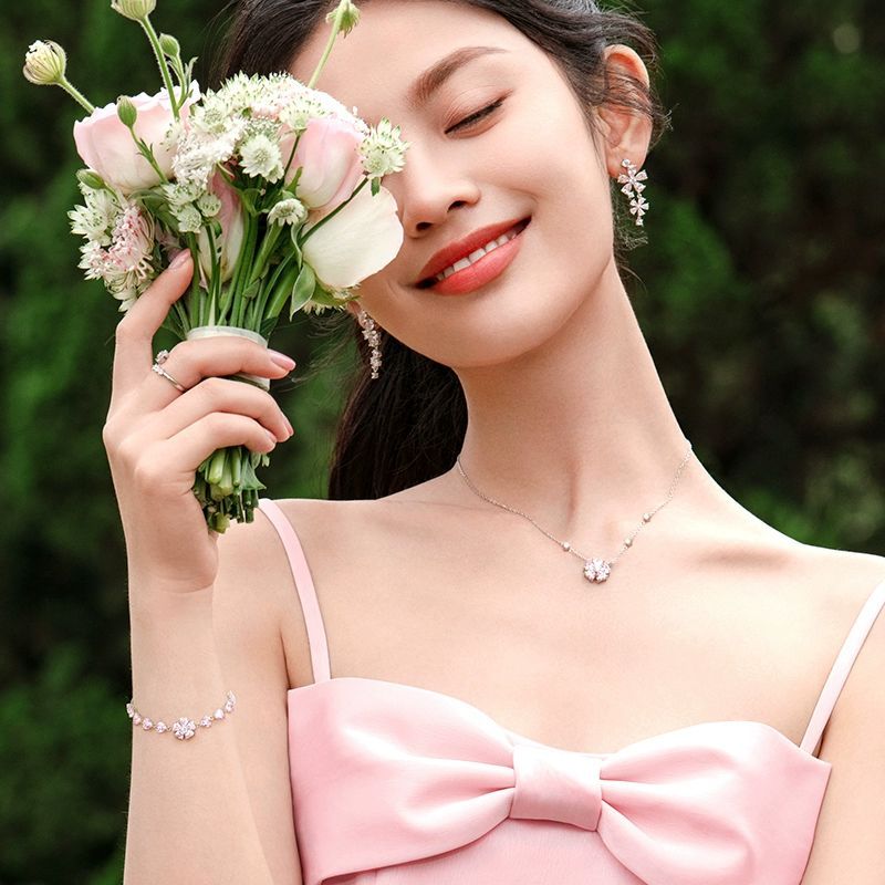 FANCIME "Peach Blossom”Lắc tay bạc nữ-Vòng tay nữ-Bracelet-S925-Lấp lánh-Silver-Bạc 925-Charm-Ngày lễ-Kỷ niệm-Đám cưới-Tụ họp-Hẹn hò-Quà tặng cho cô ấy-Cho bản thân-Cho bạn bè-Cho bạn thân-Cho gia đình