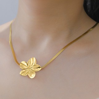 Charm hoa vòng cổ thép không gỉ dây xích - Phù hợp thời trang cho nữ