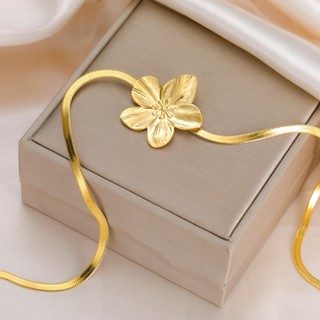 Charm hoa vòng cổ thép không gỉ dây xích - Phù hợp thời trang cho nữ