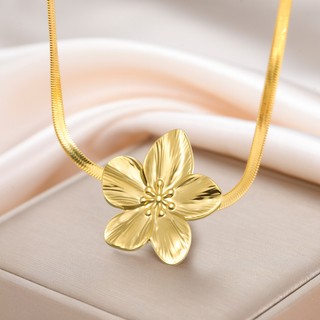 Charm hoa vòng cổ thép không gỉ dây xích - Phù hợp thời trang cho nữ