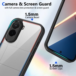 Xiaomi POCO M7 M6 M5 M4 Pro 4G 5G 2025 Ốp điện thoại Acrylic mờ trong suốt cạnh silicon mềm chống sốc Túi khí chống rơi Bảo vệ Camera Ốp điện thoại đầy màu sắc