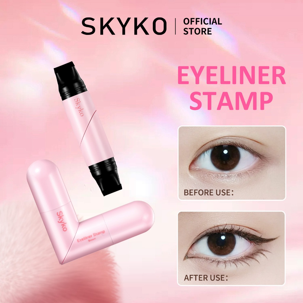 SKYKO Bút kẻ mắt hai đầu Tem kẻ mắt phong cách trái tim chống nước 2 màu