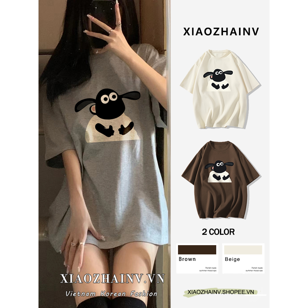 Xiaozhainv Áo Thun Cotton Tay Ngắn Dáng Rộng In Họa Tiết Hoạt Hình Thời  Trang Mùa Hè Dành Cho Nữ | Shopee Việt Nam