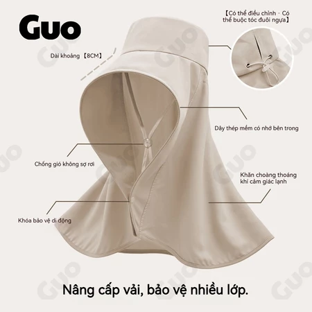 Mũ chống nắng nữ Zhao Lusi mùa hè - Vành lớn, kèm khăn choàng, bảo vệ tia UV, lý tưởng cho chuyến đi biển và du lịch.