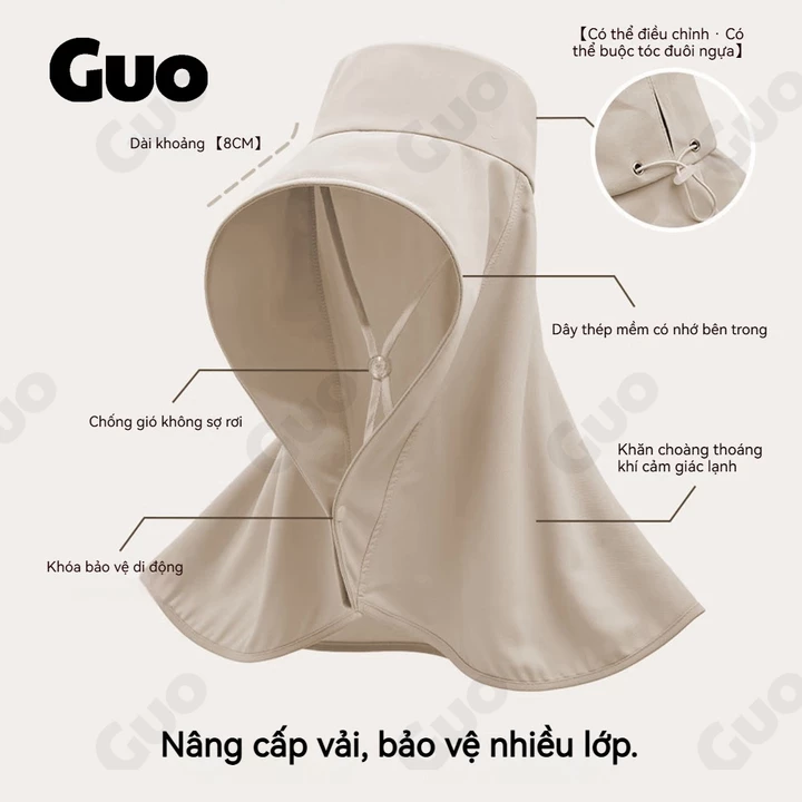 Mũ chống nắng nữ Zhao Lusi mùa hè - Vành lớn, kèm khăn choàng, bảo vệ tia UV, lý tưởng cho chuyến đi biển và du lịch.