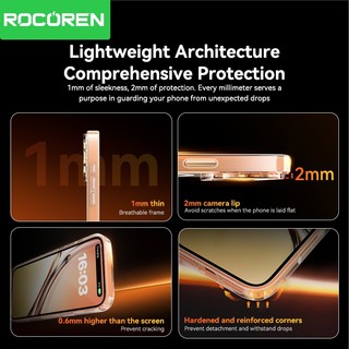 Ốp Điện Thoại Từ Tính Rocoren Cho iPhone 17 Pro Max Air Series Siêu Trong Suốt Mỏng Trong Suốt Vỏ Điện Thoại Chống Sốc