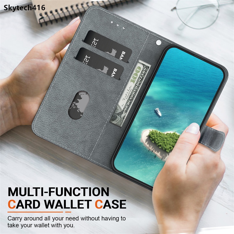 Ốp Lưng Cho Samsung Galaxy M04 M13 M14 M23 M32 M33 M34 M52 M53 M54 4G 5G Ốp Lưng Chống Rơi Kiểu Khe Cắm Thẻ Ví Da PU Flip Bảo Vệ