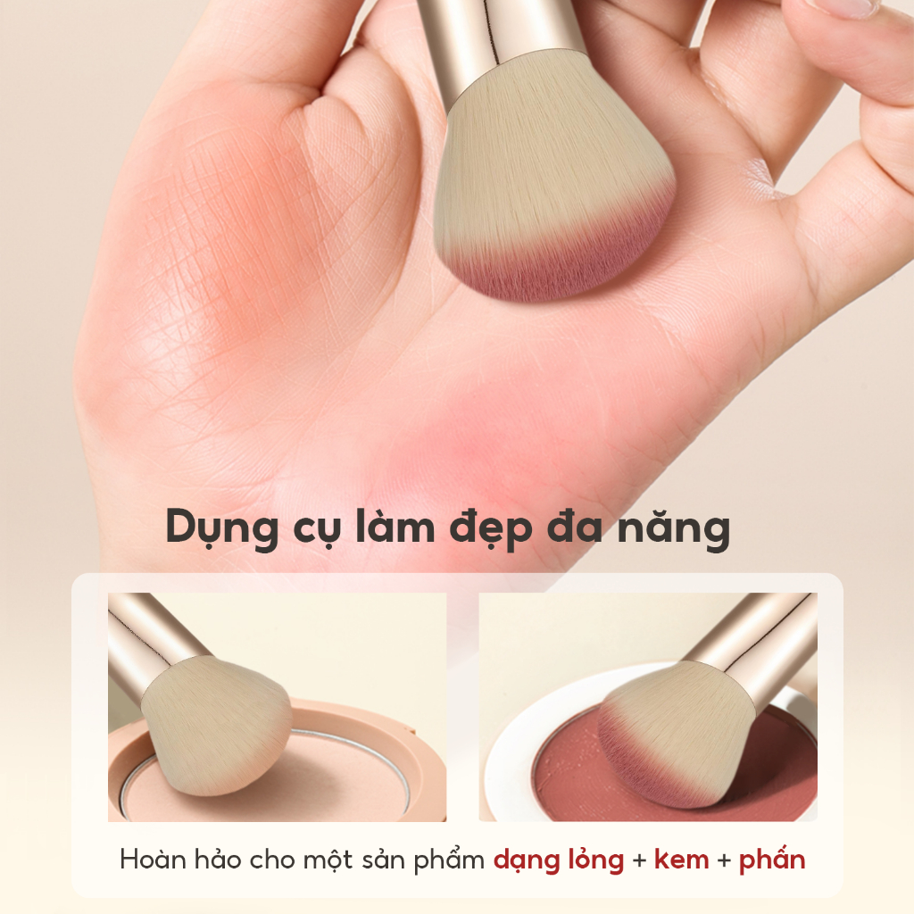 FelinWel - Cọ Tán Má Hồng Đầu Vát Xéo Đa Năng, Lông Cao Cấp Dày Mềm Không Rụng, Thuần Chay, Nhẹ Nhàng Với Da