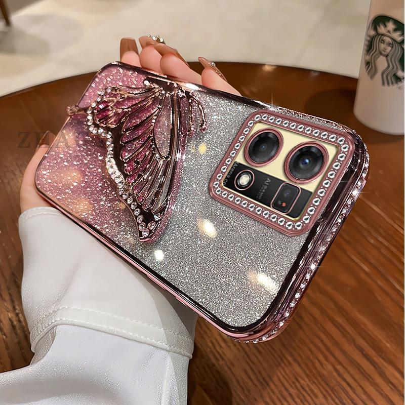 Ốp Lưng Cho OPPO Reno 7 4G Reno 8 4G Vỏ Điện Thoại Chống Sốc Mạ Điện Kim Cương Sang Trọng Thiết Kế Thẩm Mỹ Vỏ Mềm Có Trang Trí Bướm