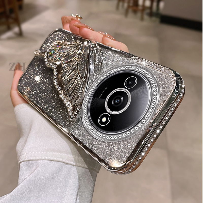 Ốp Lưng Cho Redmi A3 Mạ Điện Chống Sốc Với Kim Cương Sang Trọng Thiết Kế Thẩm Mỹ Vỏ Mềm Trang Trí Bướm