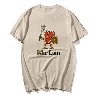 Sir Loin Ngộ nghĩnh Sirloin Hiệp Sĩ Pun Steak Meme Áo nam Nữ 100% Cotton Áo Sơ Mi Tay Ngắn Áo Size S-XXL