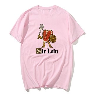 Sir Loin Ngộ nghĩnh Sirloin Hiệp Sĩ Pun Steak Meme Áo nam Nữ 100% Cotton Áo Sơ Mi Tay Ngắn Áo Size S-XXL