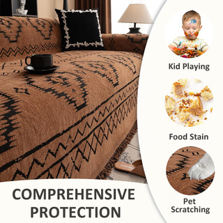AIMI Khăn Trải Sofa Đa Chức Năng, Chống Trượt Vải Nhung Mềm Mại, Thoáng Khí Và Thoải Mái Bọc Ghế Sofa Thân Thiện Với Thú Cưng Thích Hợp Cho Ghế Sofa Chữ L Hai Hoặc Ba Chỗ Ngồi