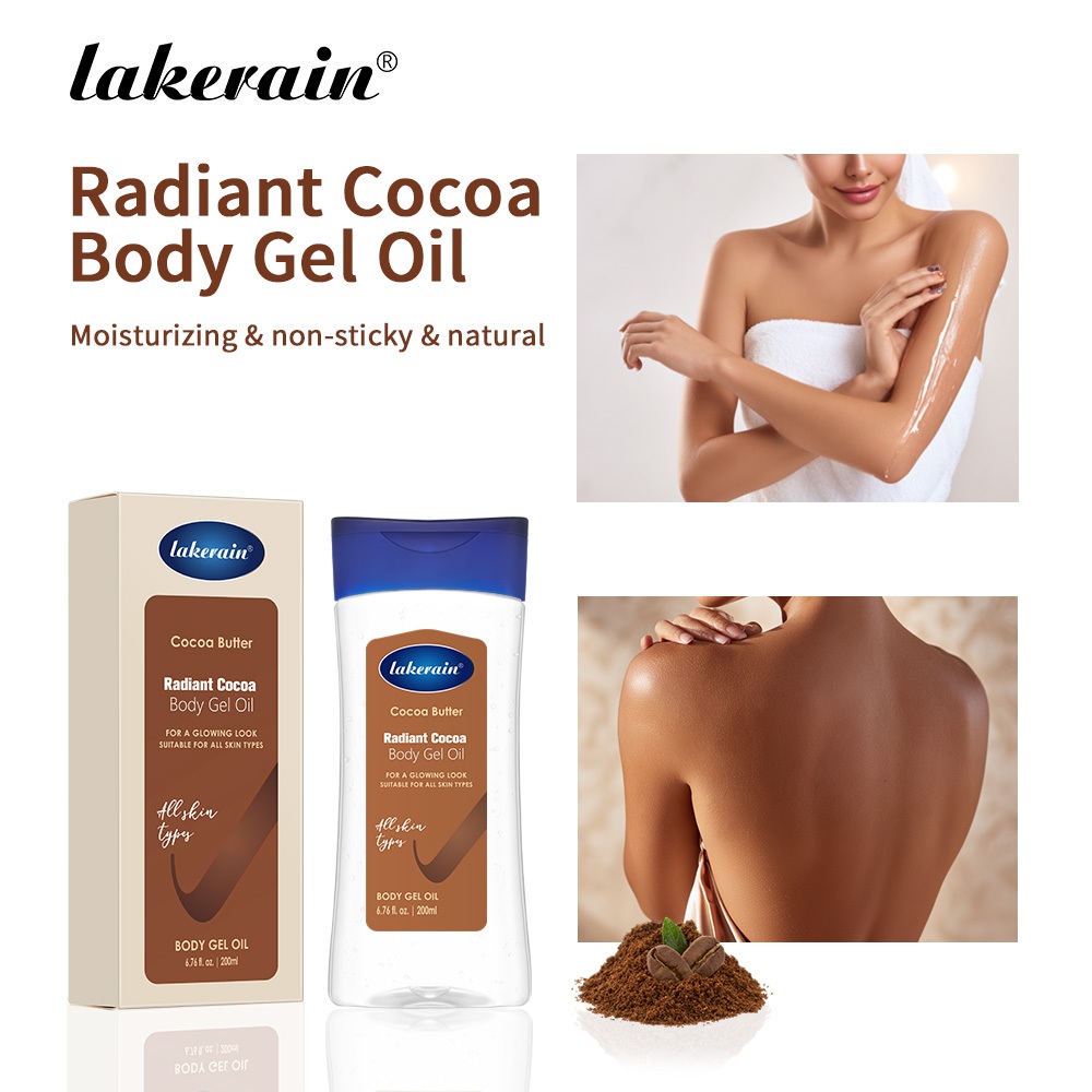 Dầu Gel toàn thân ca cao rạng rỡ Lakerain, Kem dưỡng thể chăm sóc chuyên sâu cho làn da khô được làm bằng chất lỏng siêu mịn và bơ ca cao nguyên chất