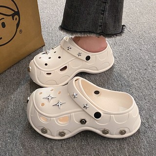 Dép Nữ 7CM Mặc Ngoài Trời Mùa Hè Đế Dày, Chống Trơn Trượt, Không Mùi Mặc Hai Chiều Bao Da Mũi Dép Đi Biển