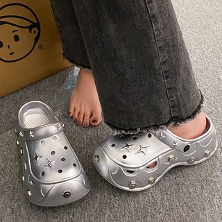 Dép Nữ 7CM Mặc Ngoài Trời Mùa Hè Đế Dày, Chống Trơn Trượt, Không Mùi Mặc Hai Chiều Bao Da Mũi Dép Đi Biển