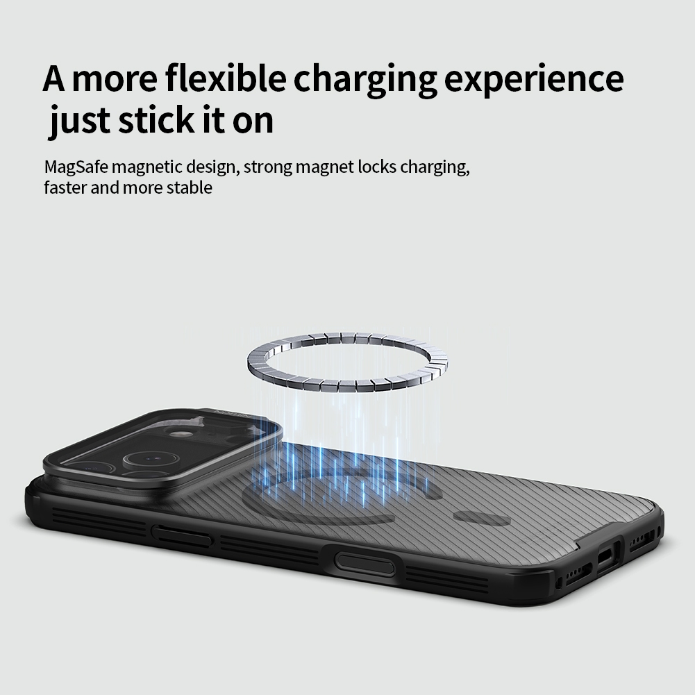 Nillkin Cho iPhone 17 Pro Max Camshield ProP PC TPU Chống Sốc Nam Châm Từ Tính Bảo Vệ Ống Kính Máy Ảnh Chân Đế Ốp Lưng Cứng Vỏ Điện Thoại Vỏ