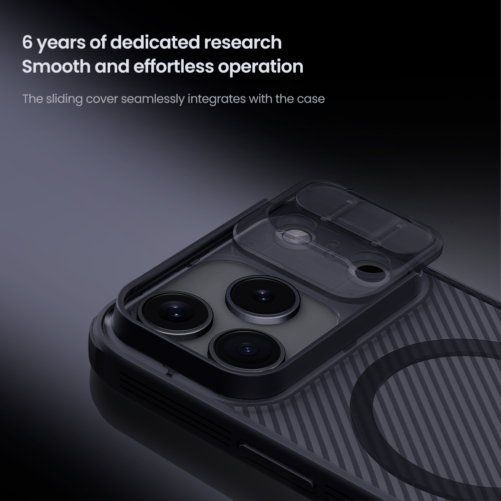 Nillkin Cho Apple iPhone 17 Pro Max Air Camshield Từ PC TPU Bảo Vệ Ống Kính Máy Ảnh Trượt Trượt Nam Châm Chống Sốc Ốp Lưng Cứng Vỏ Điện Thoại Vỏ Bảo Vệ