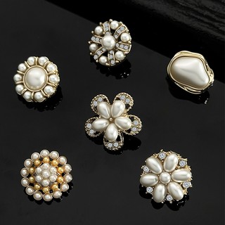 Giả Ngọc Trai Áo Sơ Mi Nút Studded Hình Hoa Nút Áo Khoác Nữ Nút Trang Trí Quần Áo Phụ Kiện