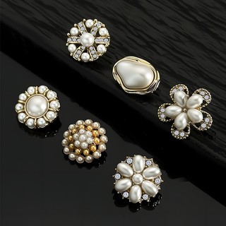 Giả Ngọc Trai Áo Sơ Mi Nút Studded Hình Hoa Nút Áo Khoác Nữ Nút Trang Trí Quần Áo Phụ Kiện