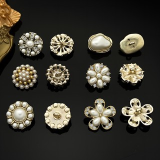 Giả Ngọc Trai Áo Sơ Mi Nút Studded Hình Hoa Nút Áo Khoác Nữ Nút Trang Trí Quần Áo Phụ Kiện
