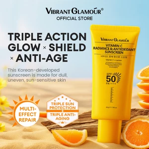 VIBRANT GLAMOUR Kem chống nắng Vitamin C SPF50+ PA+++  Dưỡng sáng da & Chống oxy hóa & Ngừa lão hóa do ánh nắng 50g