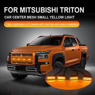 Đèn LED Lưới Tản Nhiệt Trước CHO MITSUBISHI TRITON Đèn Chạy Ban Ngày Bánh Xe Lông Mày Đèn 12V trung tâm ô tô lưới nhỏ màu vàng