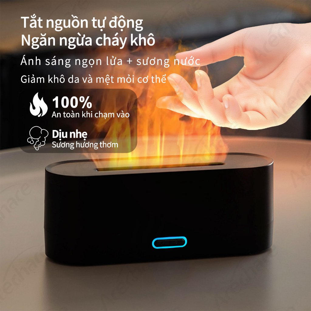 【 ✨💥Chỉ còn 40% giá gốc - Có thời hạn 】ACECHACE | Máy Xông Tinh Dầu Đa Năng - Đèn Ngủ LED 7 Màu, Tạo Lửa Giả - Chạy Siêu êm <50dB - Tặng Kèm Tinh Dầu | Làm Ẩm, Tạo Hương Thơm, Thư Giãn
