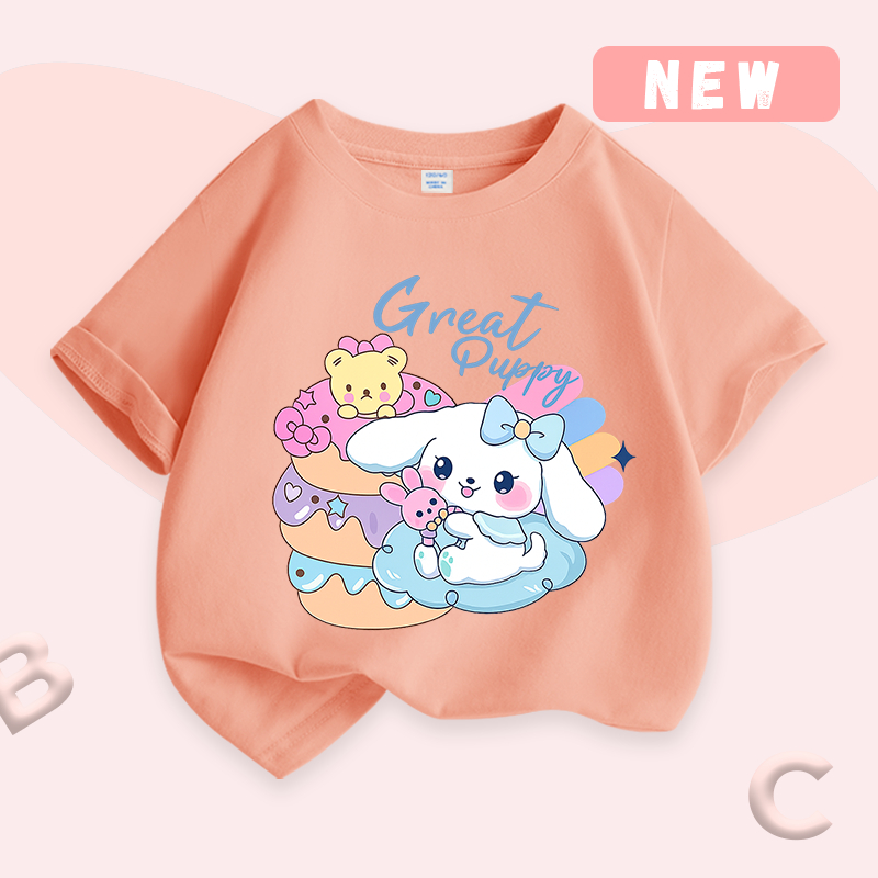Áo thun bé gái, vải Cotton nguyên chất có họa tiết in mềm mại thoáng khí Thích hợp cho bé mặc thể thao ngoài trời