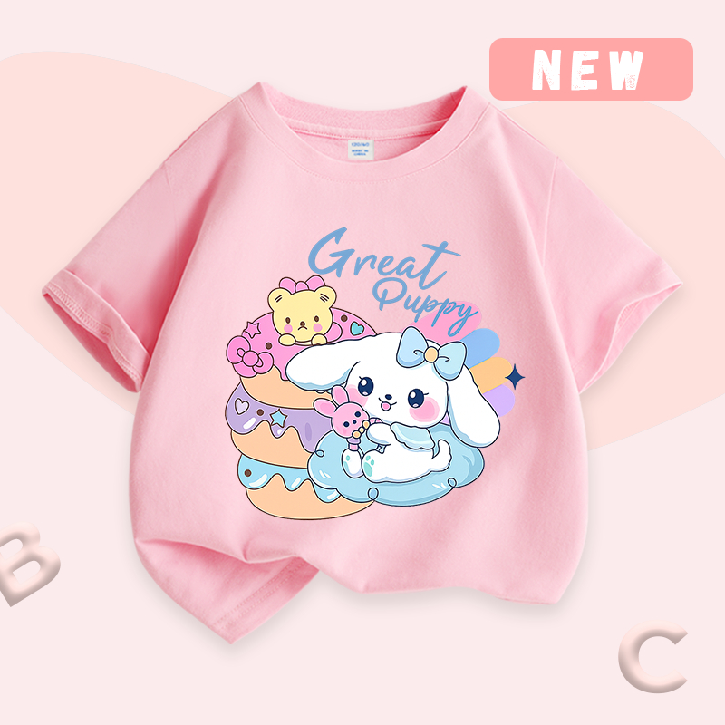 Áo thun bé gái, vải Cotton nguyên chất có họa tiết in mềm mại thoáng khí Thích hợp cho bé mặc thể thao ngoài trời