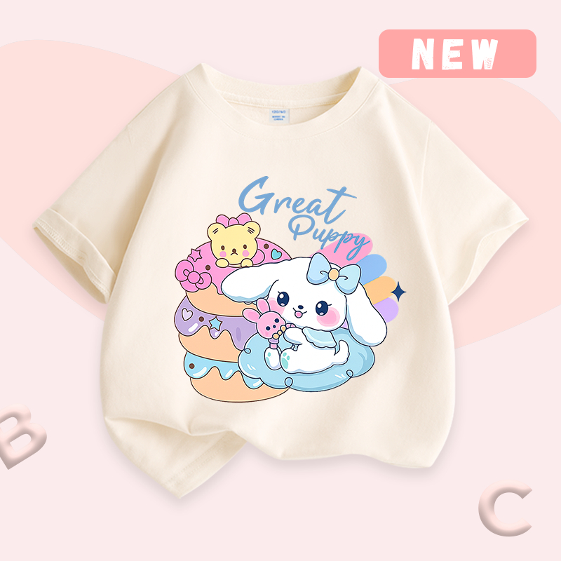 Áo thun bé gái, vải Cotton nguyên chất có họa tiết in mềm mại thoáng khí Thích hợp cho bé mặc thể thao ngoài trời