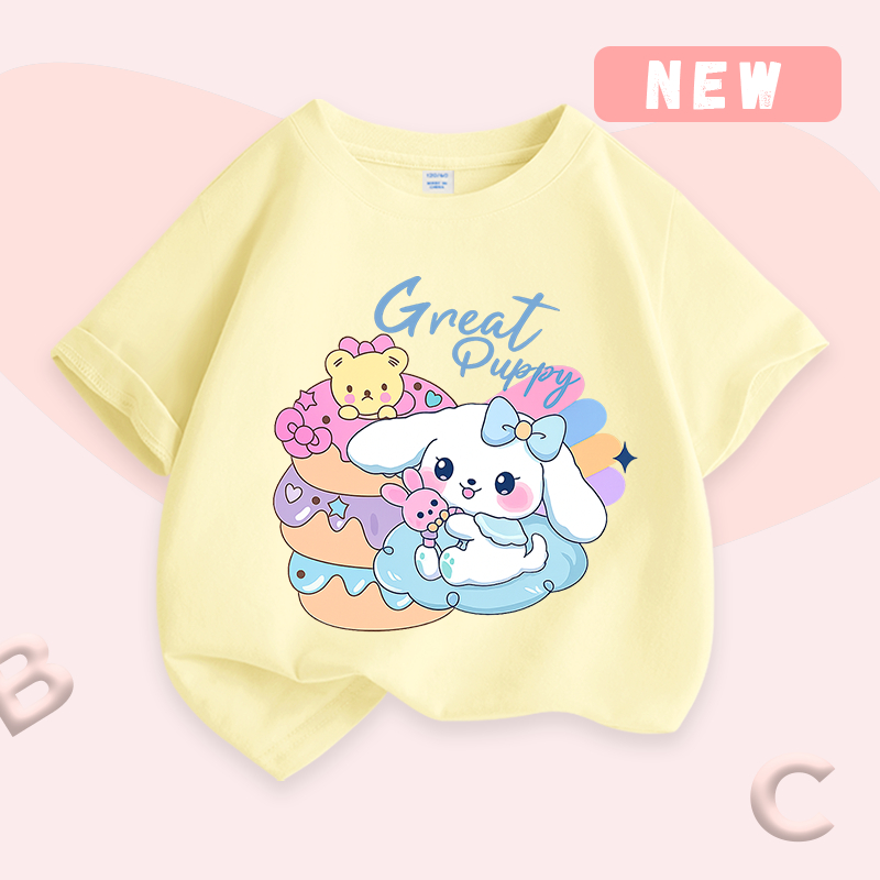 Áo thun bé gái, vải Cotton nguyên chất có họa tiết in mềm mại thoáng khí Thích hợp cho bé mặc thể thao ngoài trời