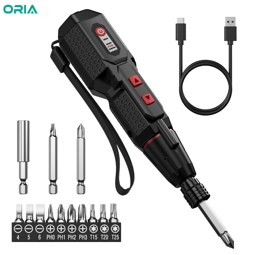 Bộ tuốc nơ vít điện ORIA Bộ tuốc nơ vít điện có thể sạc lại Bộ công cụ sửa chữa nhà tự động không dây có đèn LED