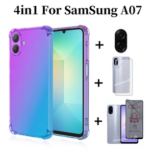 Ốp điện thoại chống sốc màu Gradient 4in1 Samsung Galaxy A07 cho Samsung A17 A56 A36 A16 A06 + Phim bảo vệ màn hình chống gián điệp + Phim ống kính + Phim mặt sau