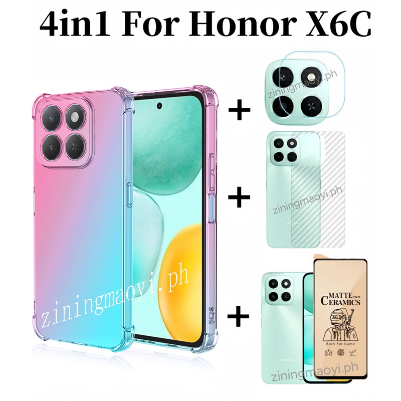 [Hàng có sẵn] Ốp điện thoại chống sốc màu Gradient 4in1 Honor X6C cho Honor X7C X8C X6B X7B X8B + Phim gốm bảo vệ màn hình + Phim ống kính + Phim mặt sau