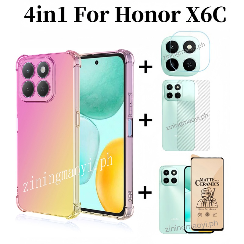 [Hàng có sẵn] Ốp điện thoại chống sốc màu Gradient 4in1 Honor X6C cho Honor X7C X8C X6B X7B X8B + Phim gốm bảo vệ màn hình + Phim ống kính + Phim mặt sau