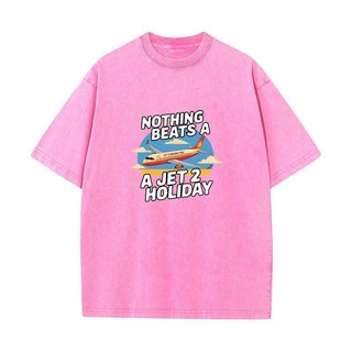 Nothing Beats a Jet 2 Ngày Lễ Vui Vẻ Áo nam Nữ Bông Tai Kẹp Hiphop Dạo Phố Rửa Vintage Cotton Áo Sơ Mi Tay Ngắn Áo P373