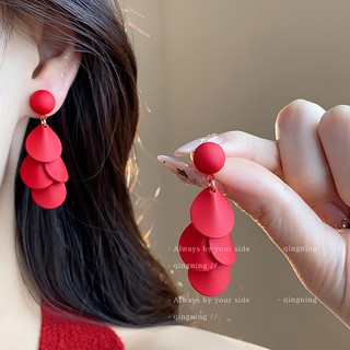 Bông tai nữ màu xanh lá cổ điển, phong cách retro