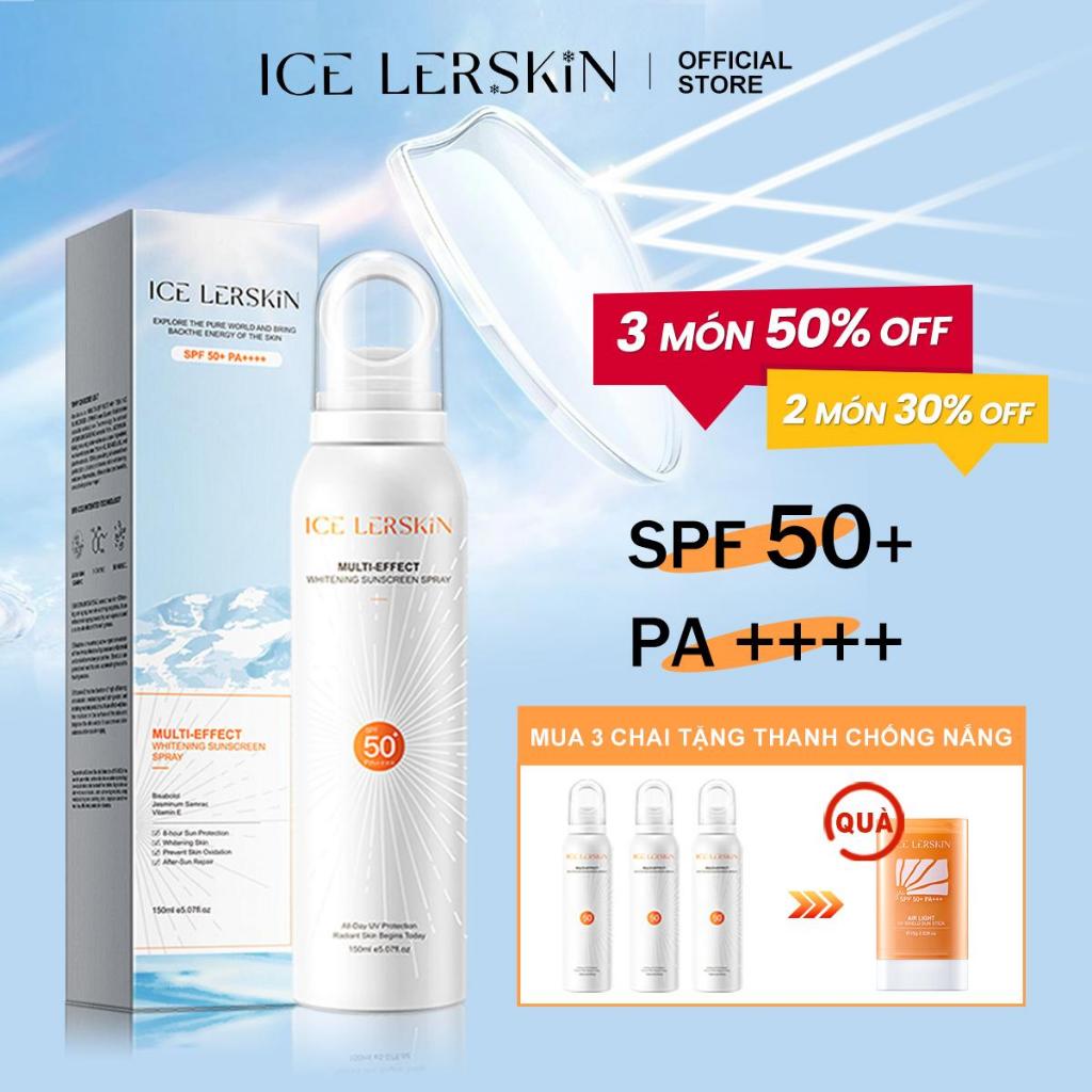 Xịt Chống Nắng ICE LERSKIN Bảo vệ khỏi tia UV, chống nắng suốt ngày SPF 50+ PA++++ Dành cho mặt và body