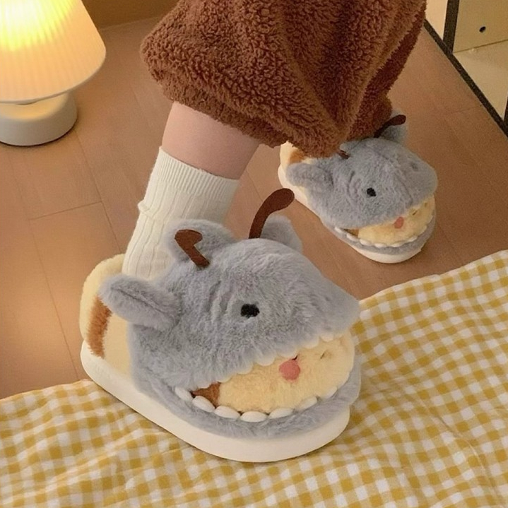 XIXITIAO Dép Cotton Dễ Thương Nam Nữ Cặp Đôi Mùa Đông Ấm Áp Trong Nhà